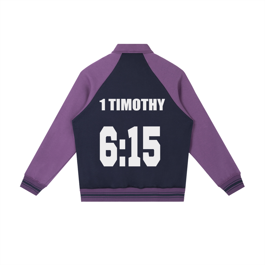 Contrast Raglan Sleeve Baseball Jacket