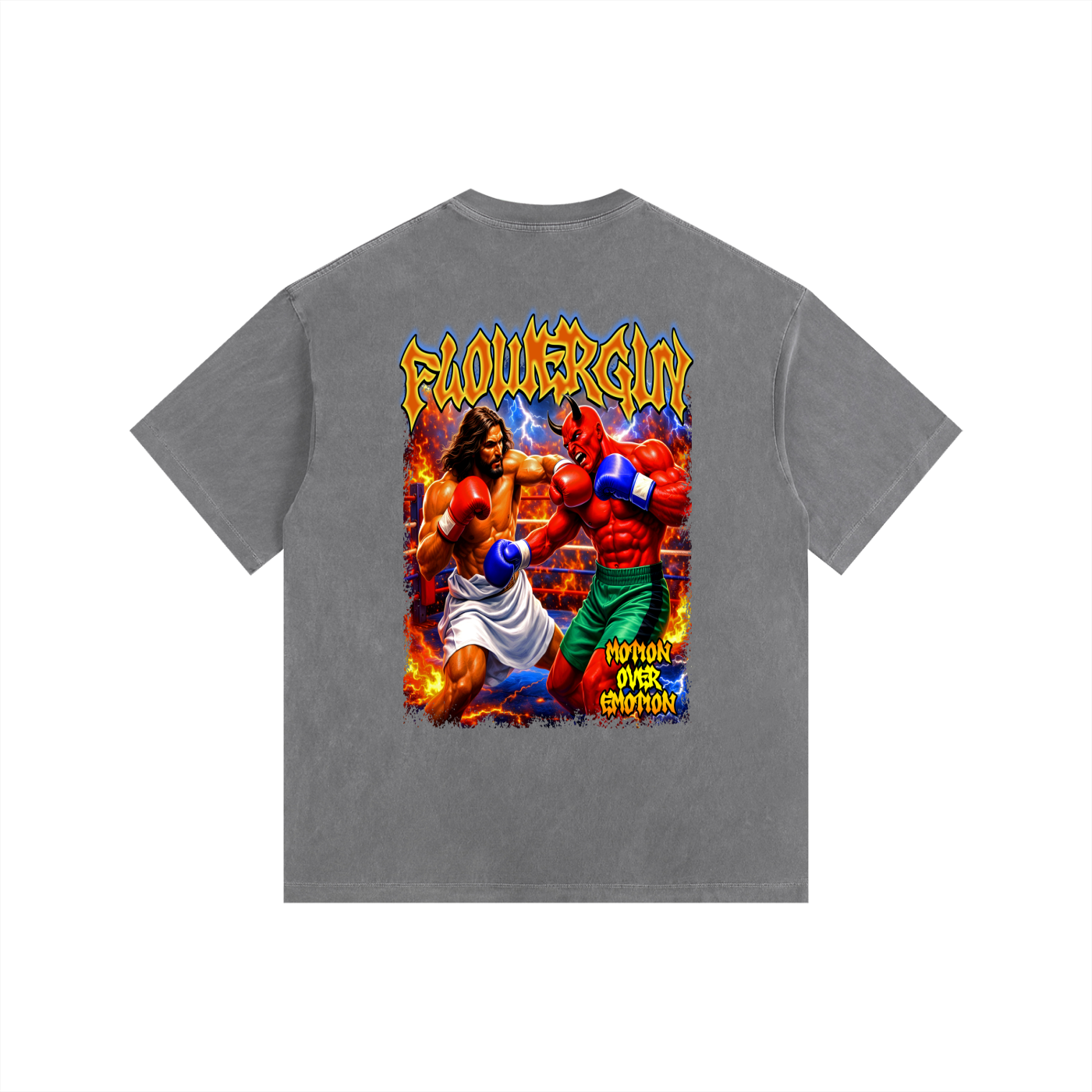 Motion Over Emotion – Spiritual Warfare Vintage Washed Oversized Cotton T-Shirt