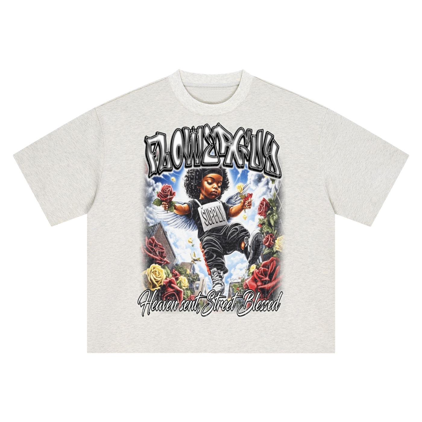 Heaven Sent x Street Blessed Graphic Tee Boxy Oversized T-Shirt