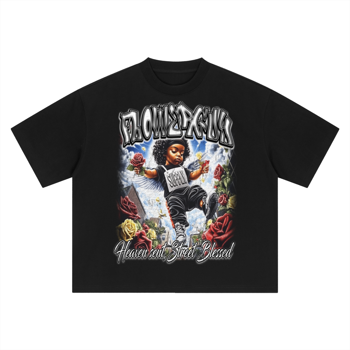 Heaven Sent x Street Blessed Graphic Tee Boxy Oversized T-Shirt