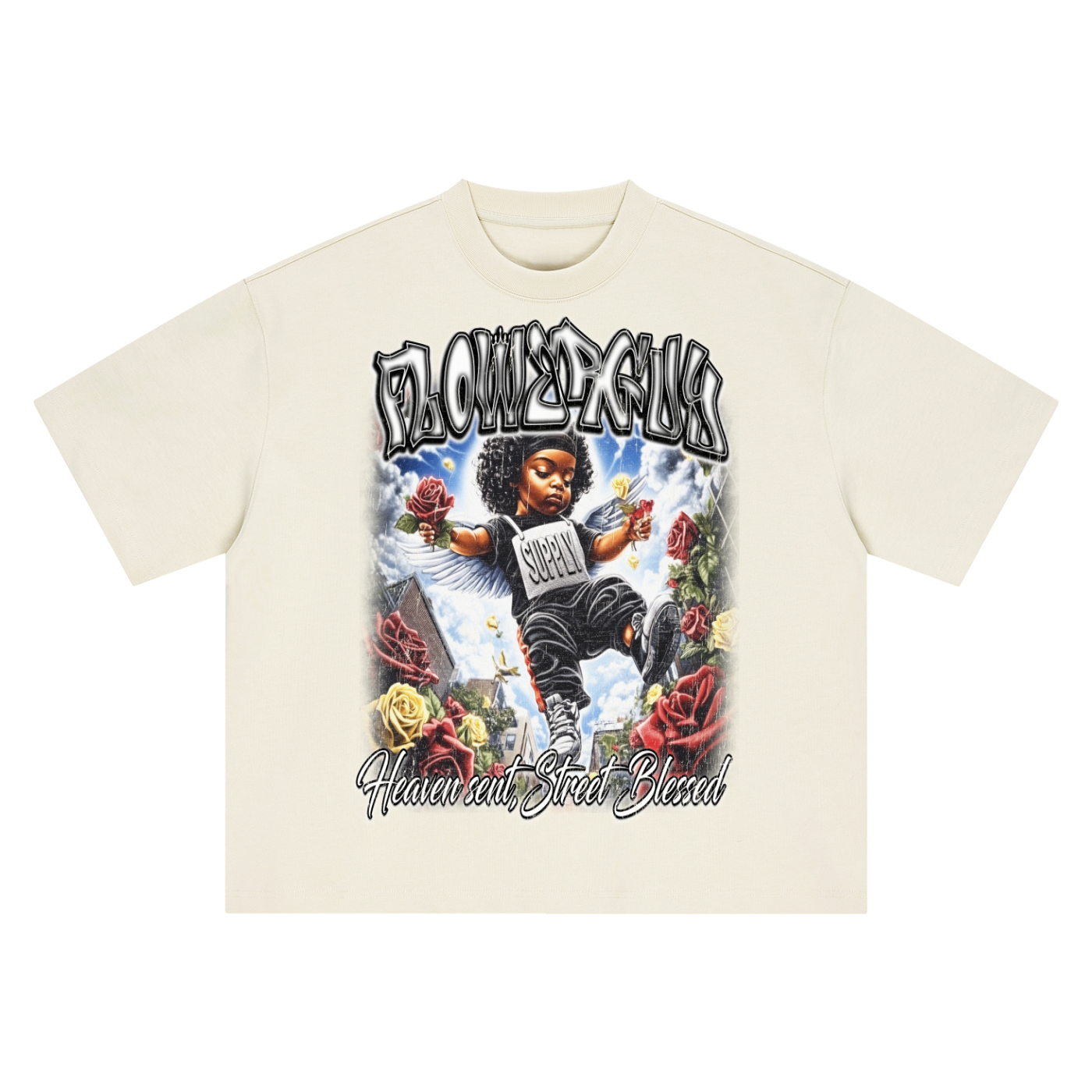 Heaven Sent x Street Blessed Graphic Tee Boxy Oversized T-Shirt