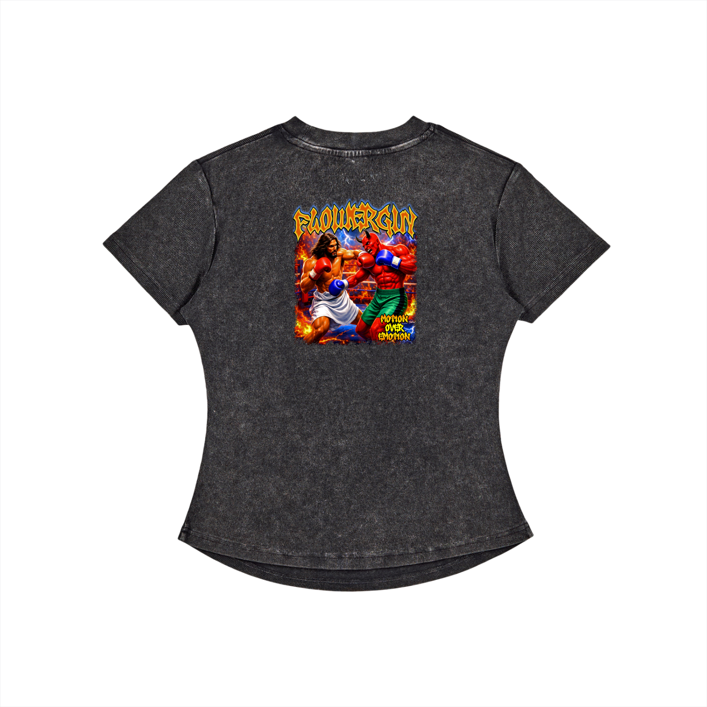 Motion Over Emotion – Spiritual Warfare Vintage Washed Bodycon Cotton T-Shirt