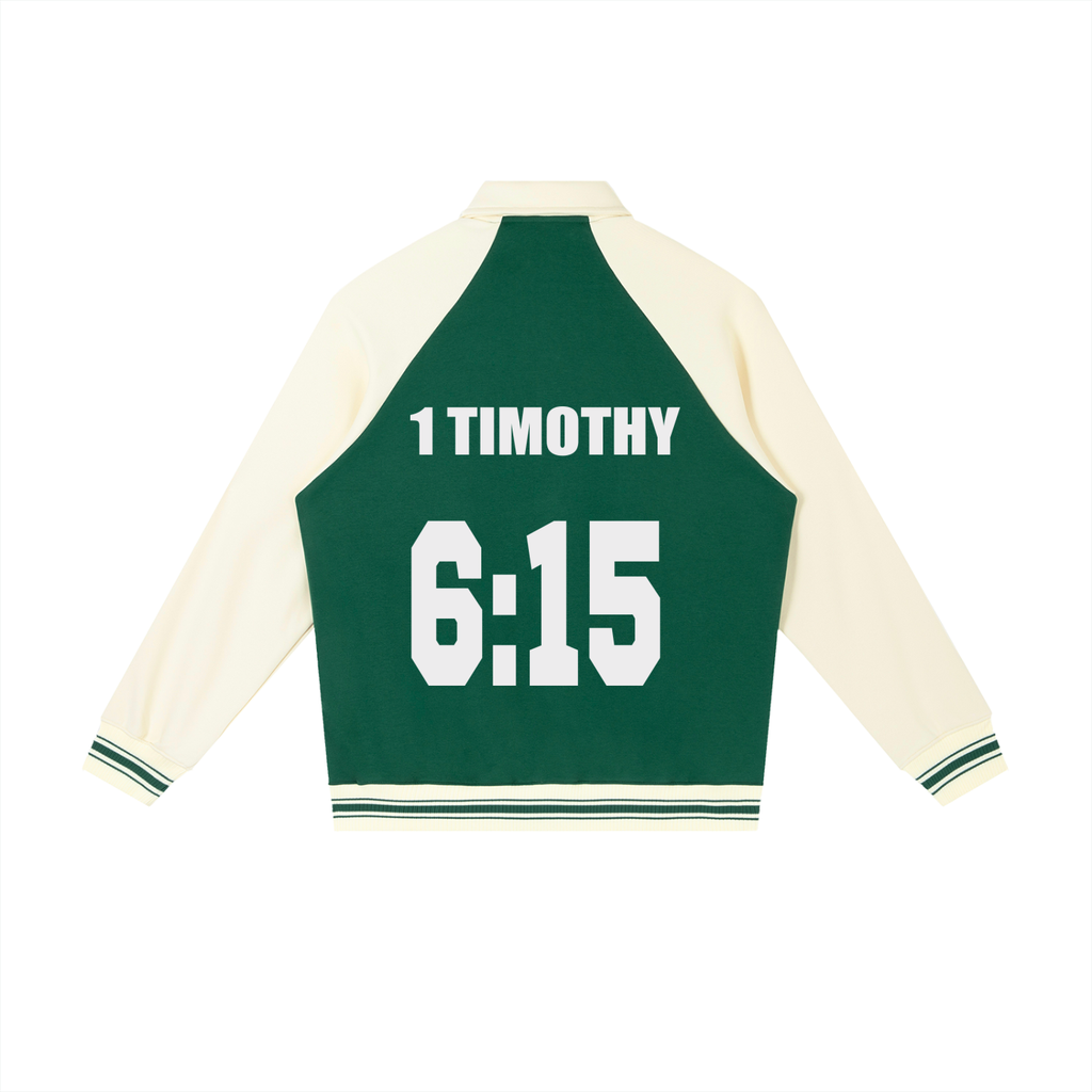 Contrast Raglan Sleeve Baseball Jacket