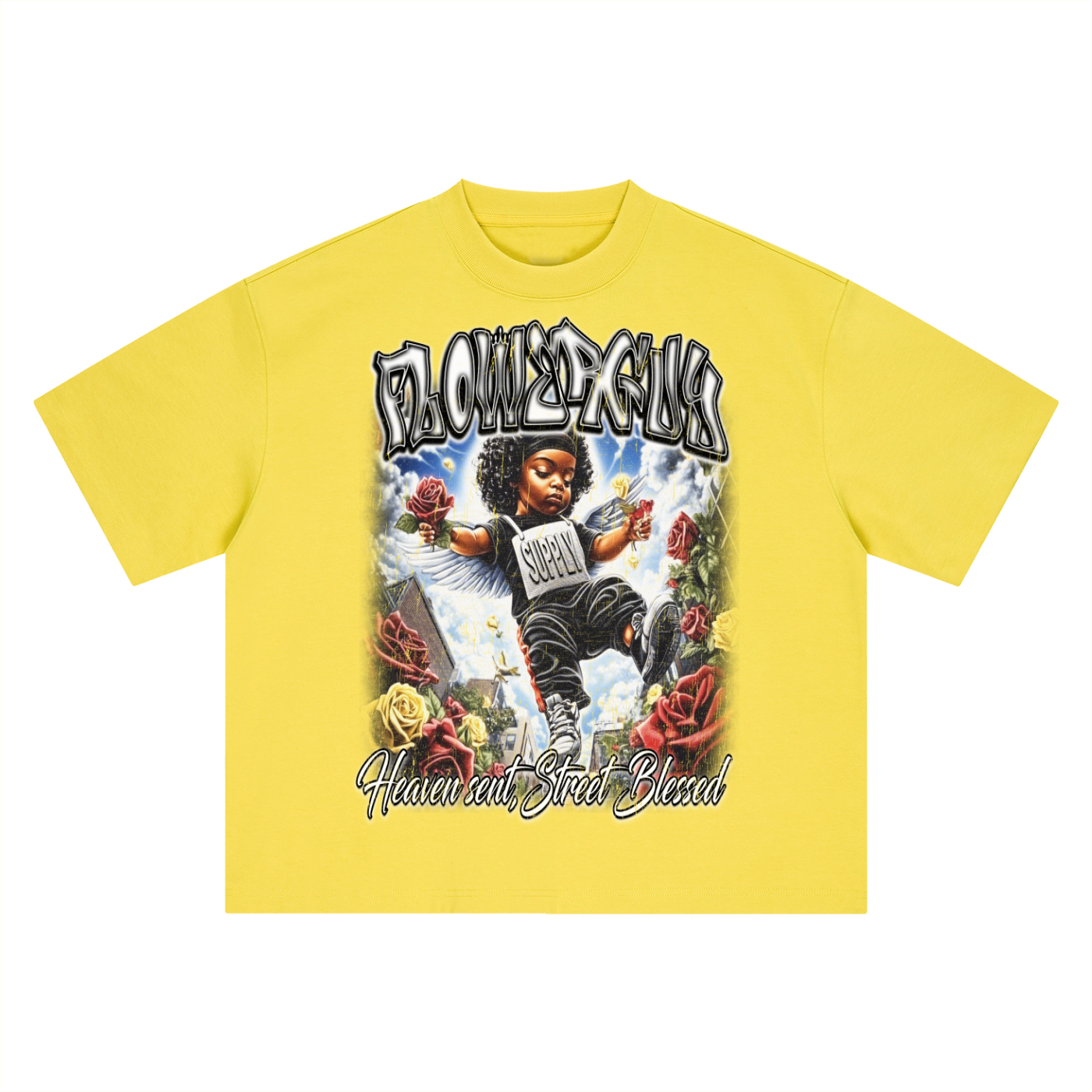 Heaven Sent x Street Blessed Graphic Tee Boxy Oversized T-Shirt