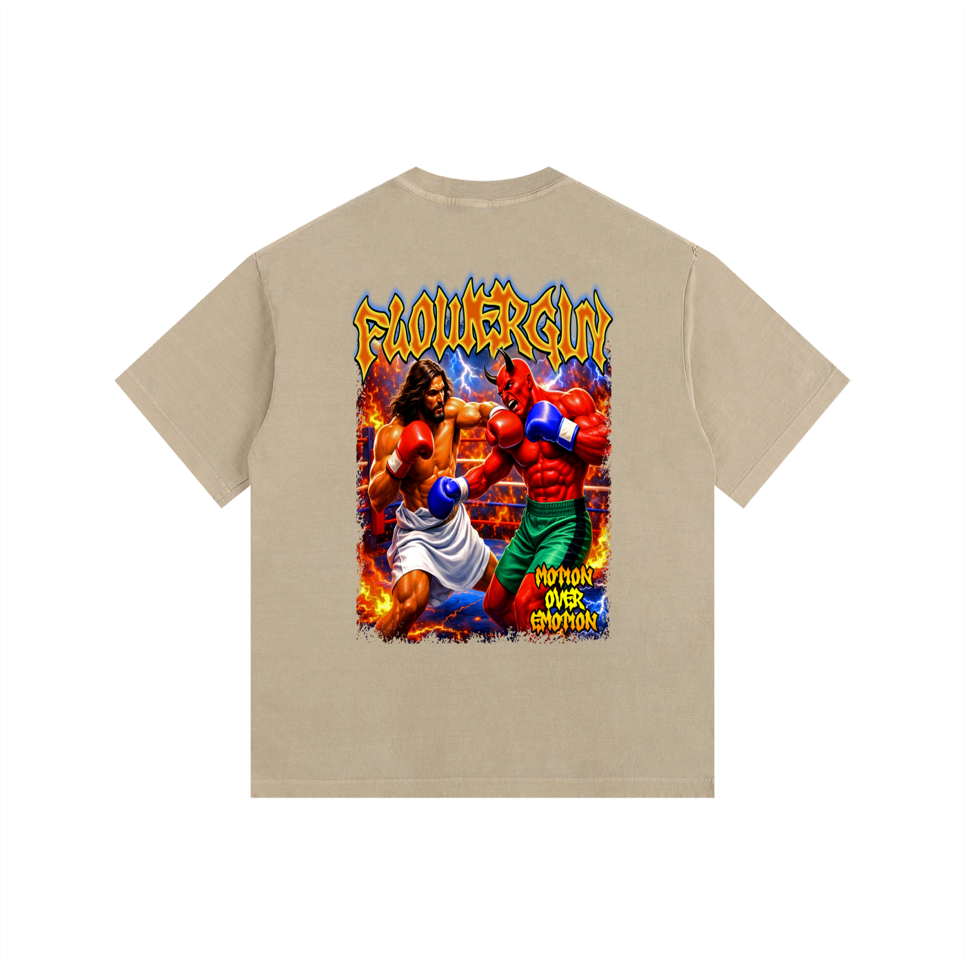 Motion Over Emotion – Spiritual Warfare Vintage Washed Oversized Cotton T-Shirt