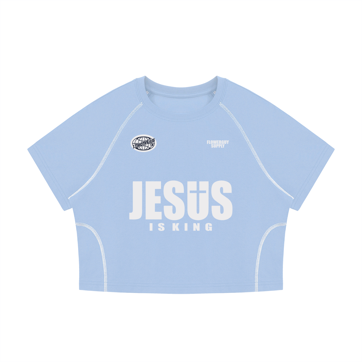 Women's Contrast Stitch Raglan Crop T-Shirt