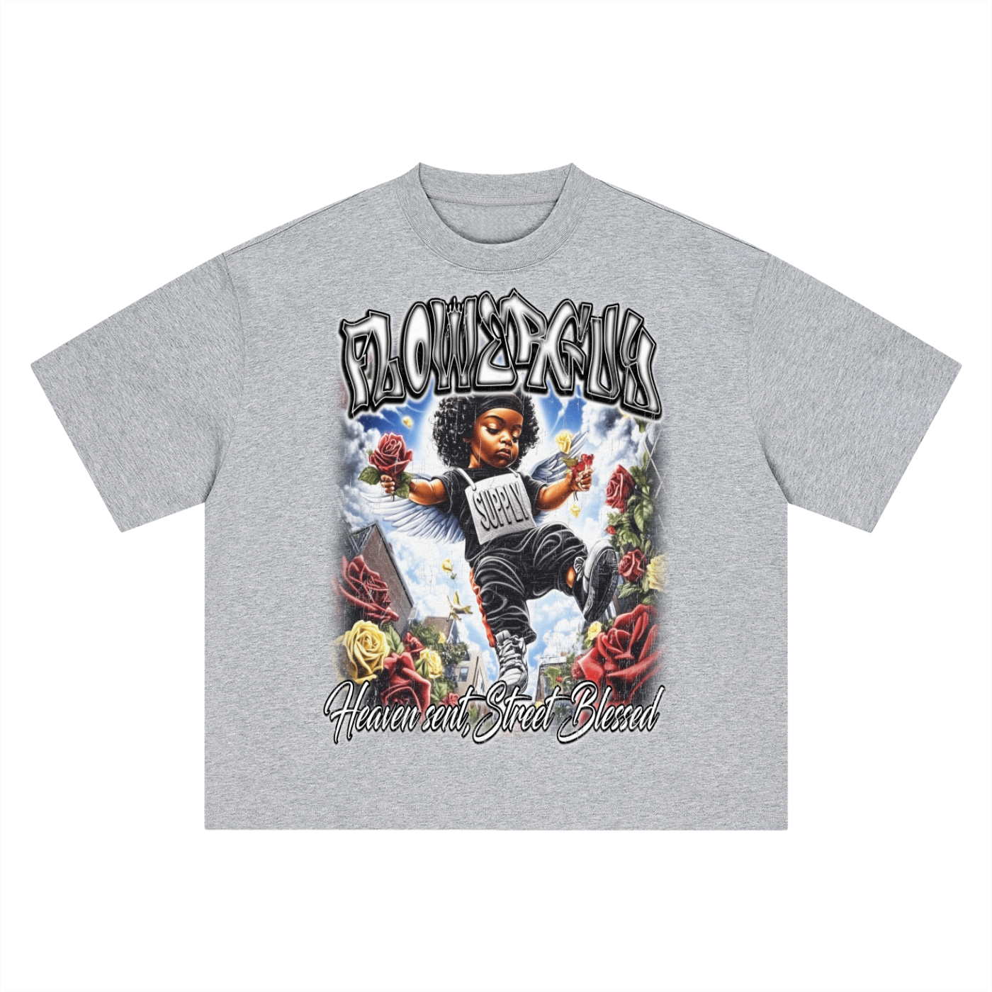Heaven Sent x Street Blessed Graphic Tee Boxy Oversized T-Shirt