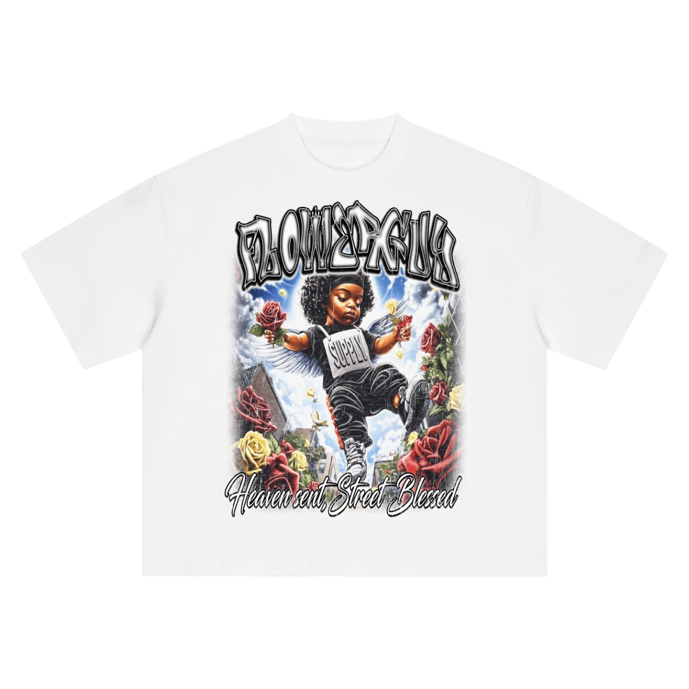 Heaven Sent x Street Blessed Graphic Tee Boxy Oversized T-Shirt