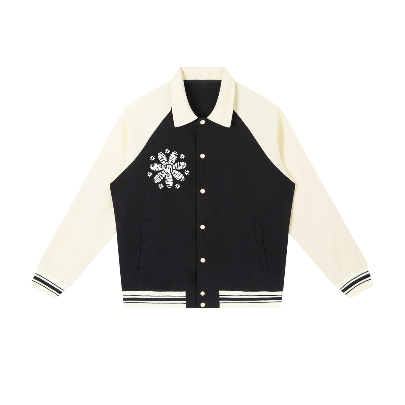 TEAM HEAVEN Contrast Raglan Sleeve Baseball Jacket