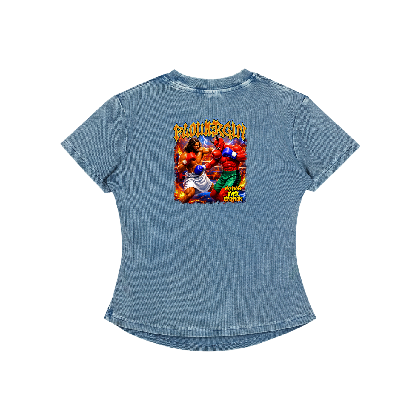 Motion Over Emotion – Spiritual Warfare Vintage Washed Bodycon Cotton T-Shirt