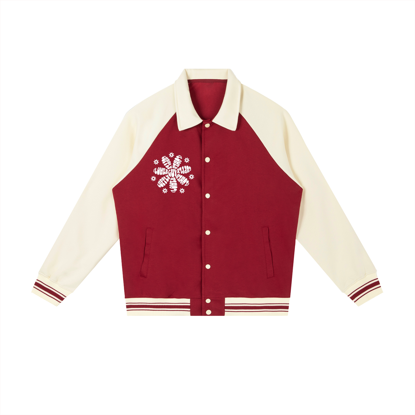 TEAM HEAVEN Contrast Raglan Sleeve Baseball Jacket