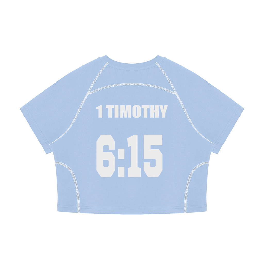 Women's Contrast Stitch Raglan Crop T-Shirt
