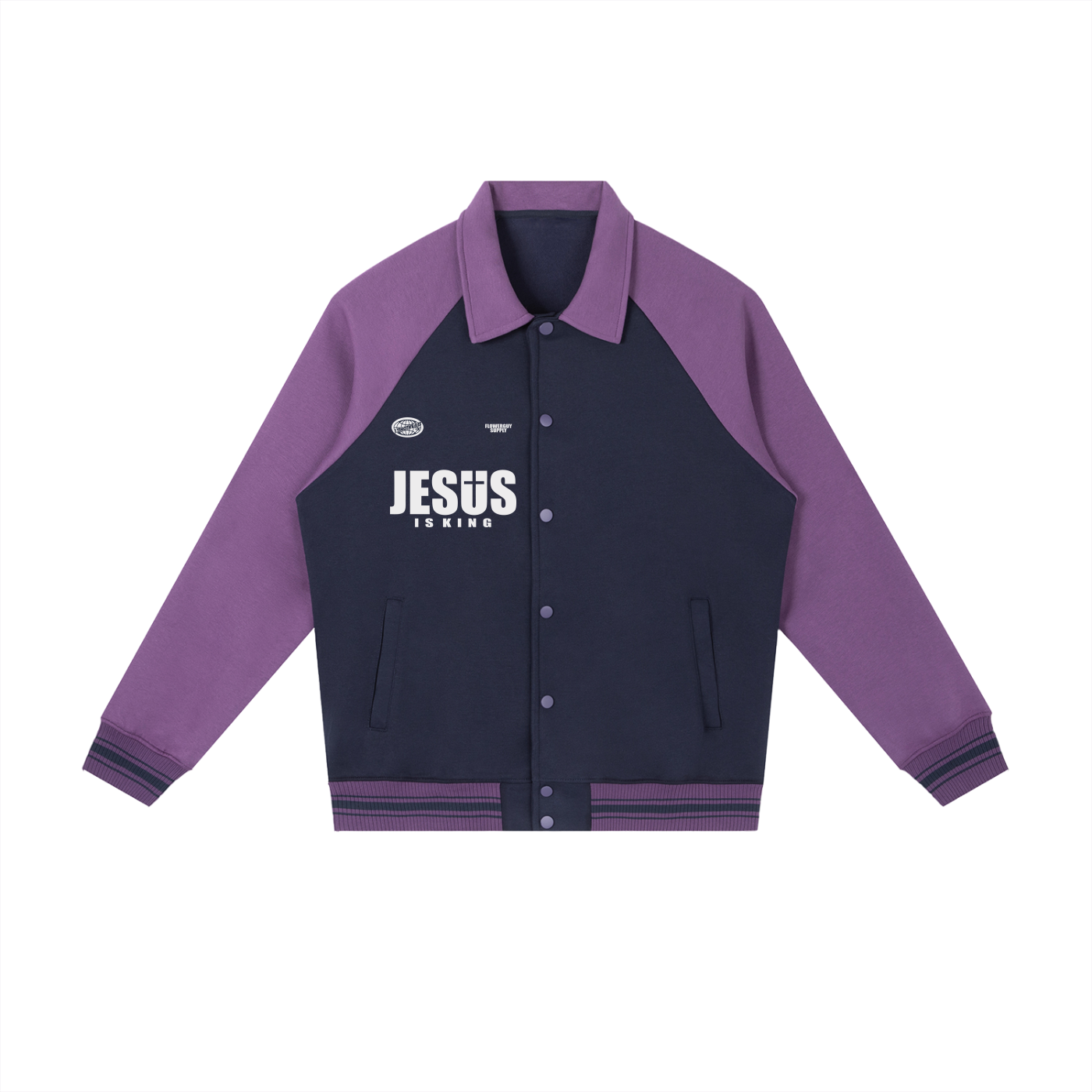 Contrast Raglan Sleeve Baseball Jacket