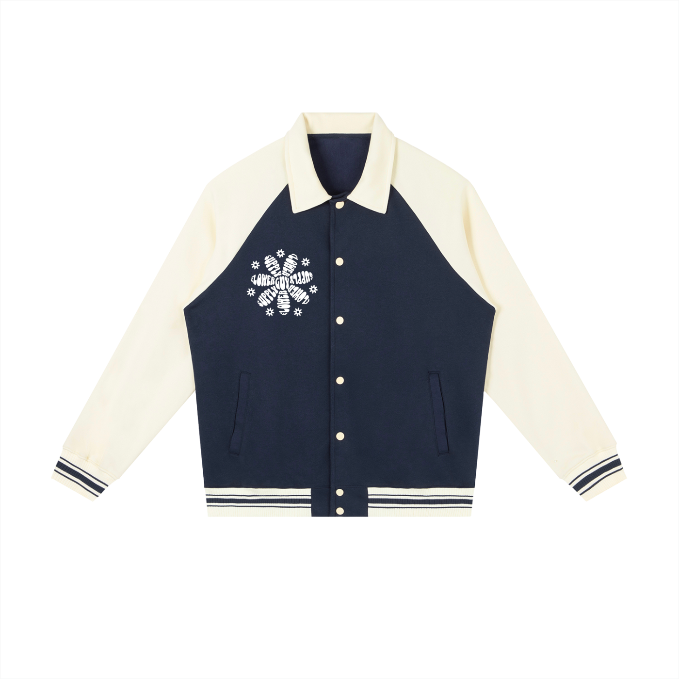 TEAM HEAVEN Contrast Raglan Sleeve Baseball Jacket