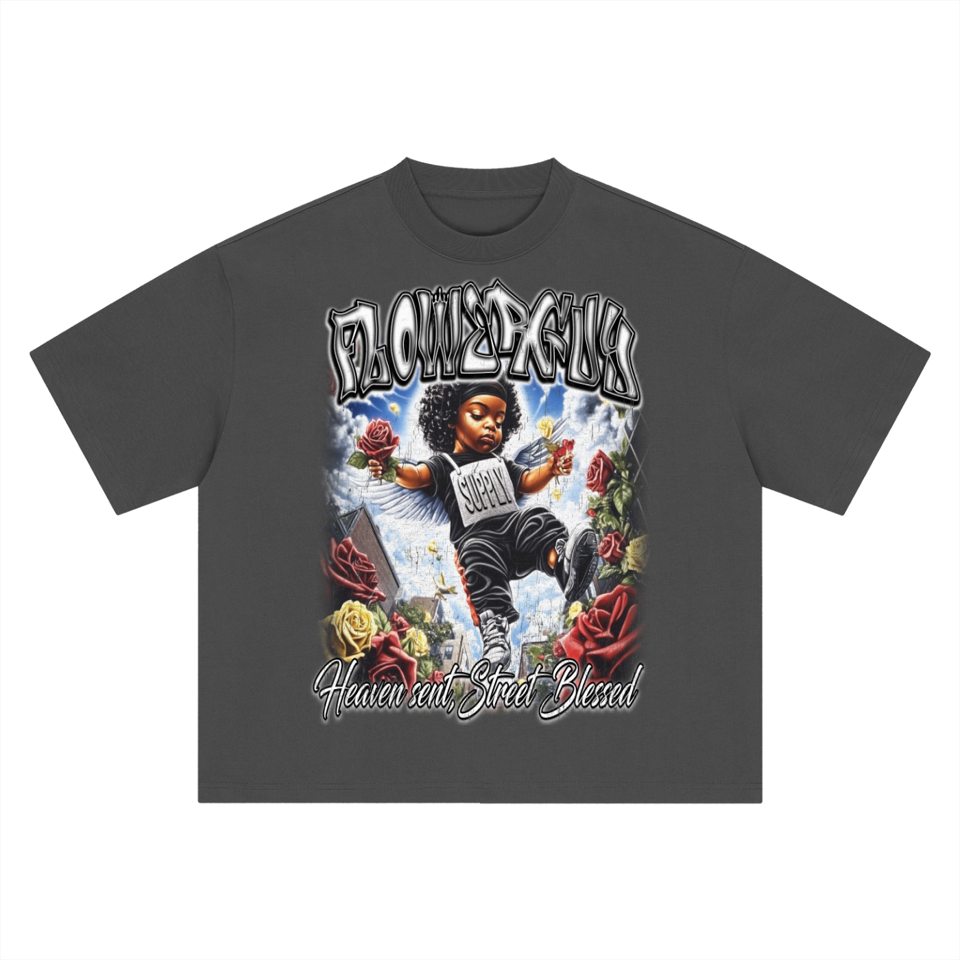 Heaven Sent x Street Blessed Graphic Tee Boxy Oversized T-Shirt