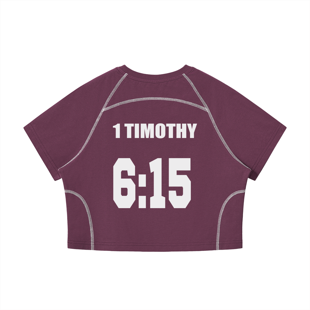 Women's Contrast Stitch Raglan Crop T-Shirt