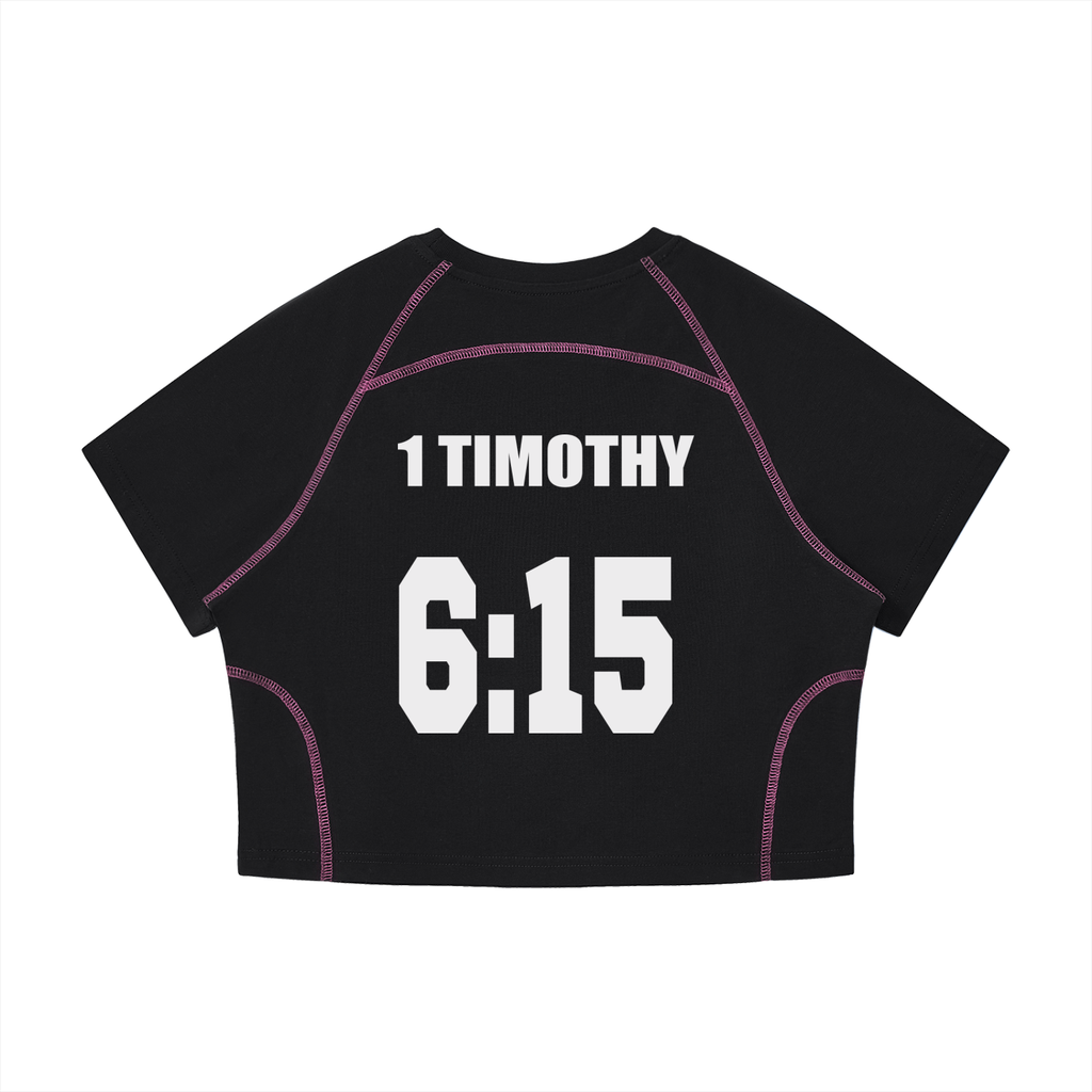 Women's Contrast Stitch Raglan Crop T-Shirt