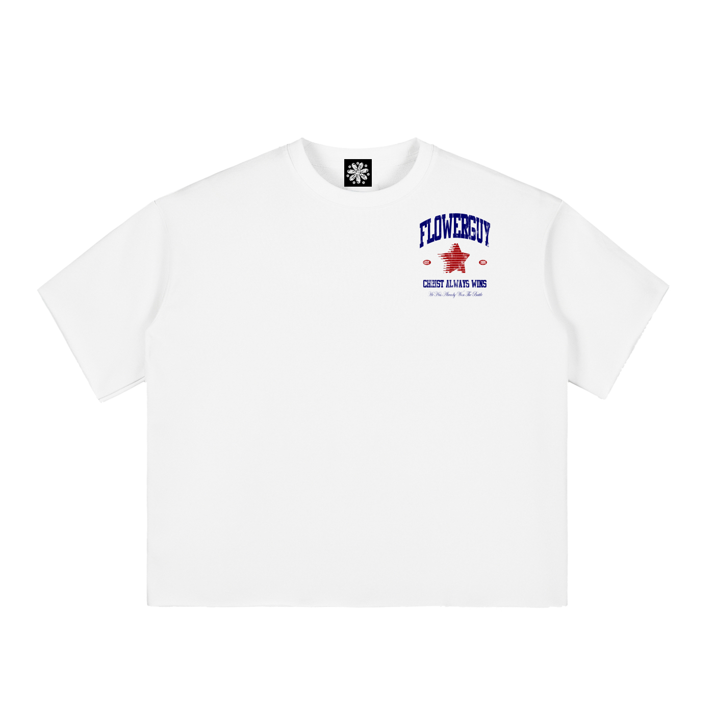 Boxy Half-Sleeve Raw-Edge T-Shirt