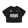 Women's Contrast Stitch Raglan Crop T-Shirt