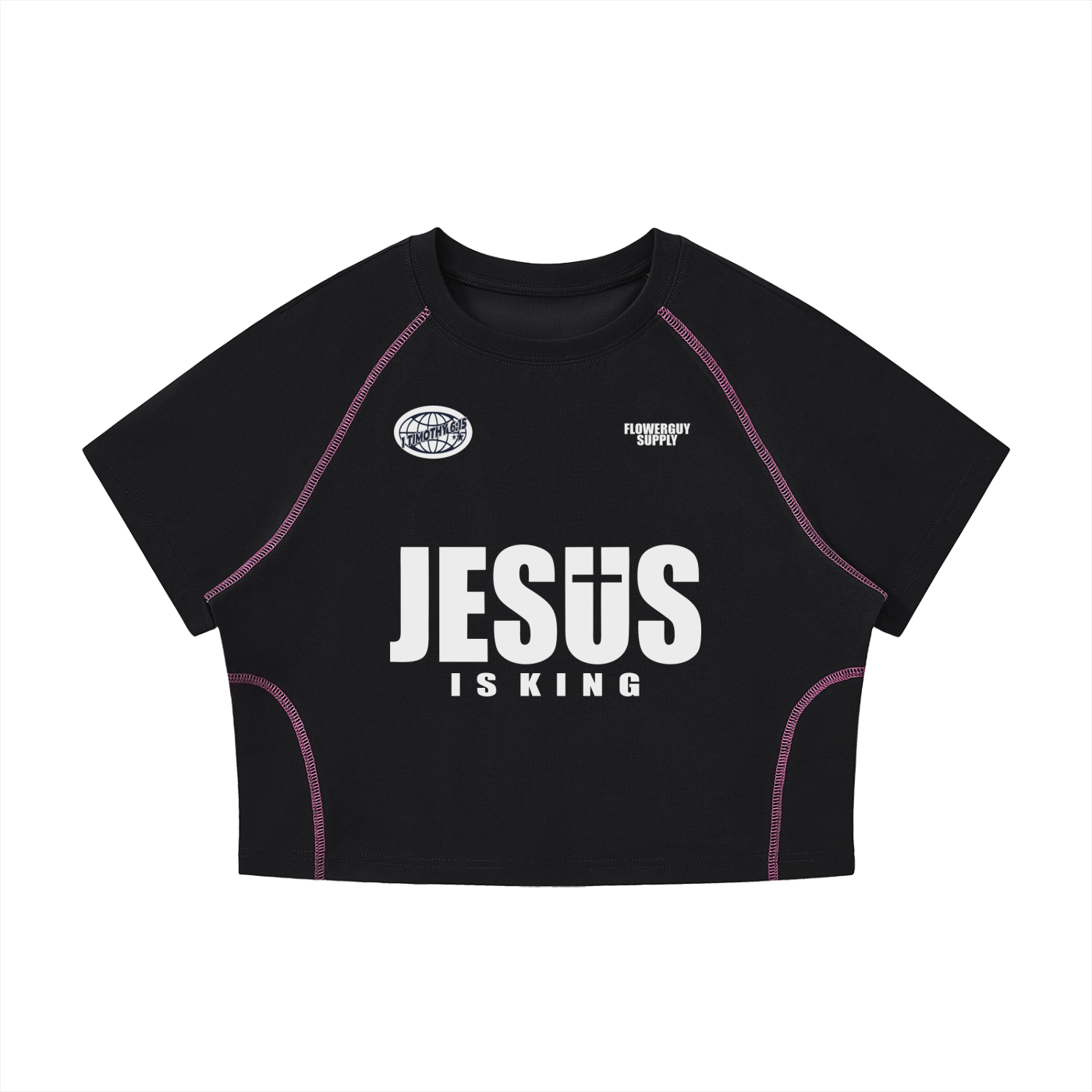 Women's Contrast Stitch Raglan Crop T-Shirt
