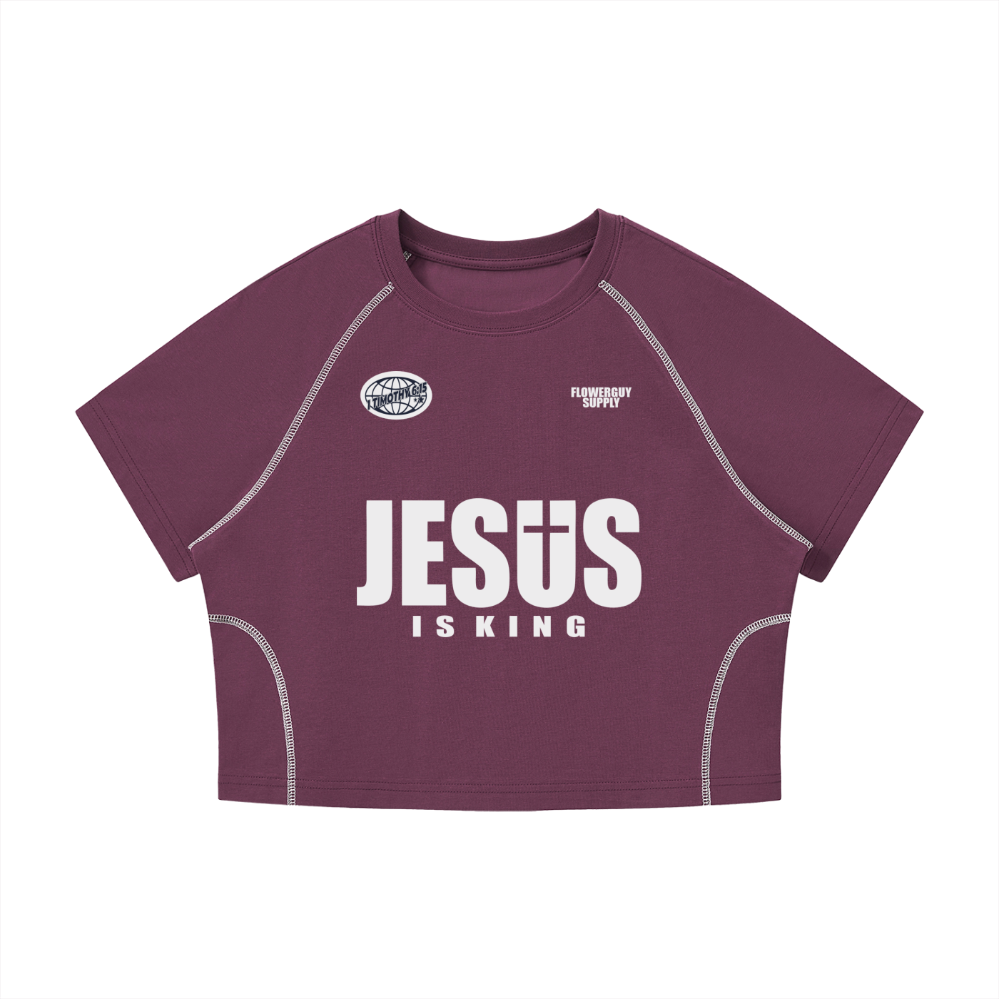 Women's Contrast Stitch Raglan Crop T-Shirt